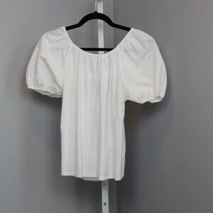 A New Day White Puff Sleeve Tie Front Top Small